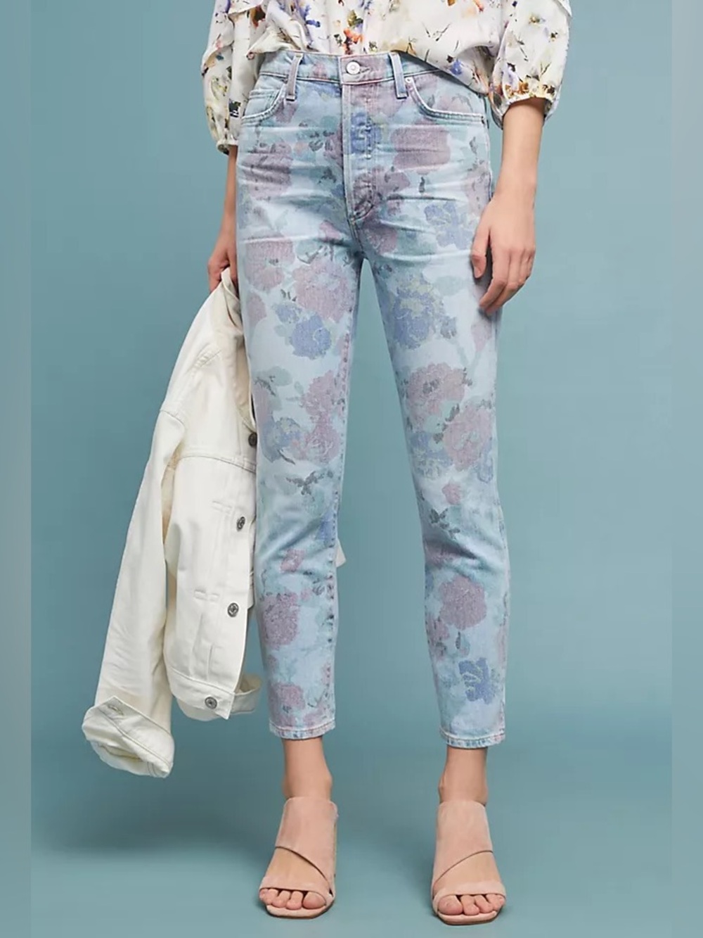 Citizens of Humanity Olivia Crop Floral Print High Rise Slim Jeans 29